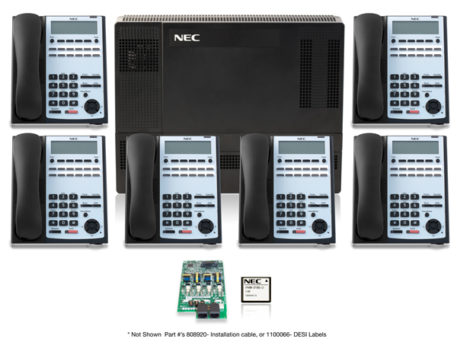 NEC SL1100 Digital Kit with 6ea 12-Button Telephones and 2 Port Voice Mail